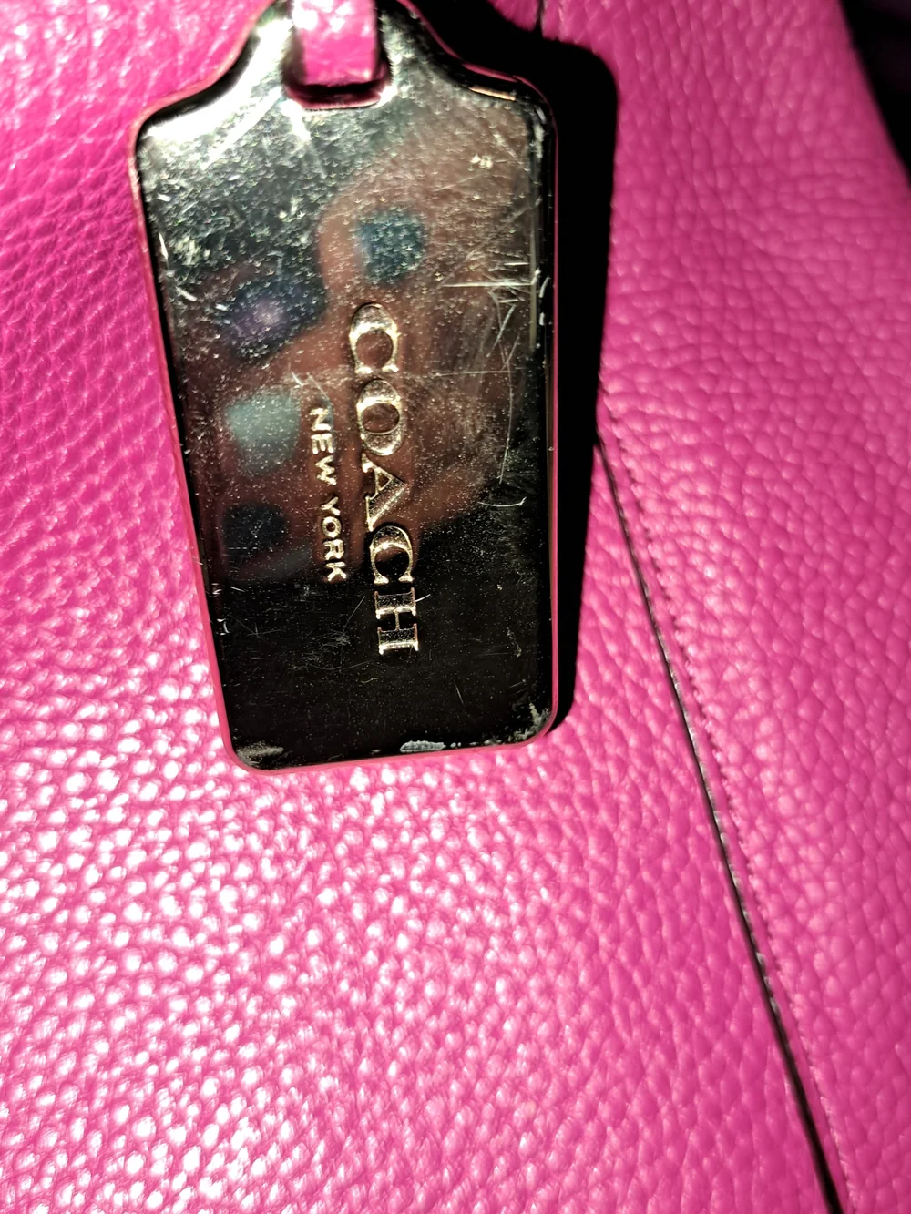 Coach Pebbled Leather Shoulder Bag in Fuchsia Pink